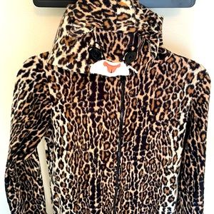 Nick & Nora Cheetah Cat Print Zipper Hooded Onesie Small